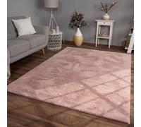 TT Home Shaggy Tapis Haut Poil Peluche Unis Modern, Couleur: Rose Rose, Dimension:160x220 cm
