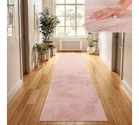 TT Home Shaggy Tapis Haut Poil Peluche Unis Modern, Couleur: Rose Rose, Dimension:60x90 cm