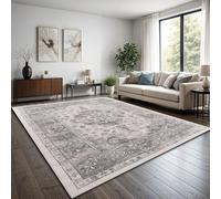 TT Home Tapis Boho Vintage Salon Poil Court Design Retro Antiderapant Facile Entretien Moderne Salle A Manger Entree Lavable, Couleur:Gris 2, Dimension:240x340 cm