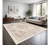TT Home Tapis Boho Vintage Salon Poil Court Design Retro Antiderapant Facile Entretien Moderne Salle A Manger Entree Lavable, Couleur:Beige 2, Dimension:120x160 cm