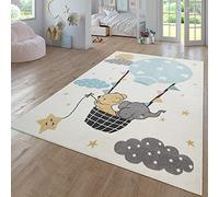 TT Home Tapis Chambre Enfant Bebe Fille Garcon Moderne Arc-en-Ciel Nuage Motif Animal Multicolore, Couleur: Crème, Dimension:200x280 cm
