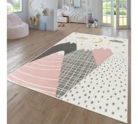 TT Home Tapis Chambre Enfant Bebe Fille Garcon Moderne Arc-en-Ciel Nuage Motif Animal Multicolore, Couleur:Pink Rose, Dimension:133 cm Carré