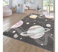 TT Home Tapis Chambre Enfant Bebe Fille Garcon Moderne Arc-en-Ciel Nuage Motif Animal Multicolore, Couleur:Anthracite, Dimension:120 cm Rond