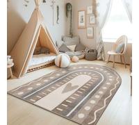 TT Home Tapis Chambre Enfant Bebe Fille Garcon Moderne Arc-en-Ciel Nuage Motif Animal Multicolore, Couleur:Gris Beige Crème, Dimension:120x160 cm Forme d'arc-en-Ciel