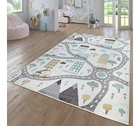TT Home Tapis Chambre Enfant Bebe Fille Garcon Moderne Arc-en-Ciel Nuage Motif Animal Multicolore, Couleur:Crème3, Dimension:200x280 cm