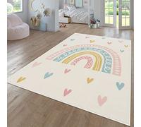 TT Home Tapis Chambre Enfant Bebe Fille Garcon Moderne Arc-en-Ciel Nuage Motif Animal Multicolore, Couleur:Crème4, Dimension:160 cm Rond