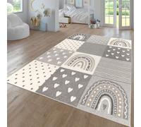 TT Home Tapis Chambre Enfant Bebe Fille Garcon Moderne Arc-en-Ciel Nuage Motif Animal Multicolore, Couleur:Gris Beige, Dimension:160x220 cm