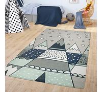 TT Home Tapis Chambre Enfant Tapis Enfant Tapis Bébé Design Tipi avec Motif Étoiles, Couleur:Gris, Dimension:120x160 cm