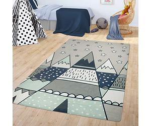 TT Home Tapis Chambre Enfant Tapis Enfant Tapis Bébé Design Tipi avec Motif Étoiles, Couleur:Gris, Dimension:80x150 cm
