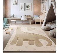 TT Home Tapis Chambre Enfants Motif Dino Boucle Doux Tons Naturels Entretien Facile Moderne, Dimension:120x160 cm