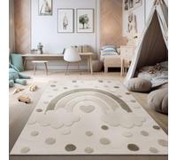 TT Home Tapis de Chambre d'enfant Tapis de Jeu Effet 3D Arc-en-Ciel Motif Loop Structure bou Doux Tons naturels Facile, Dimension:160x220 cm