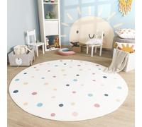 TT Home Tapis De Jeu Chambre Enfant Garcon Fille Lavable Arc-en-Ciel Soleil Modern, Couleur:Beige Bleu Jaune, Dimension:120 cm Rond