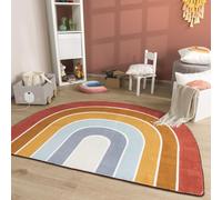 TT Home Tapis De Jeu Chambre Enfant Garcon Fille Lavable Arc-en-Ciel Soleil Modern, Couleur:Rouge Bleu Jaune, Dimension:120x160 cm Forme d'arc-en-Ciel