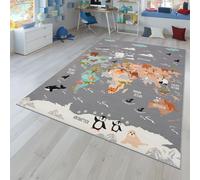 TT Home Tapis De Jeu Chambre Enfant Garcon Fille Voitures Motif Animal Antidérapant, Couleur:Gris Bleu Marron, Dimension:140x200 cm
