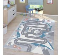 TT Home Tapis De Jeu Chambre Enfant Garcon Fille Voitures Rue Antidérapant Modern, Couleur: Crème, Dimension:80x150 cm