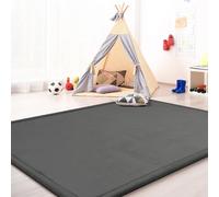 TT Home Tapis De Jeu en Mousse Tapis Chambre Enfant Soft Antidérapant Unis, Couleur: Gris Anthracite, Dimension:140x200 cm