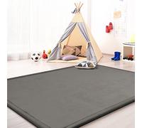 TT Home Tapis De Jeu en Mousse Tapis Chambre Enfant Soft Antidérapant Unis, Couleur: Gris, Dimension:200x350 cm