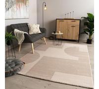 TT Home Tapis De Salon à Poils Courts Moderne Soft Pelucheux Design Abstrait Robuste, Couleur:Beige Crème, Dimension:200x290 cm