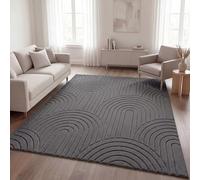 TT Home Tapis de Salon Chambre à Coucher Tapis à Poils Longs Facile d'entretien Doux Lavable Uni Design Moderne Aspect, Couleur:Anthracite 1, Dimension:160x220 cm