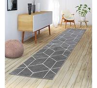 TT Home Tapis De Salon, Poils Ras Style Scandinave Motif Losanges, Gris, Dimension:200x280 cm