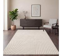 TT Home Tapis de Salon Salle à Manger Tapis à Poils Courts Panglao Japandi Design Scandinave Boho Uni Arches Soft-Touch Effet, Dimension:240x330 cm