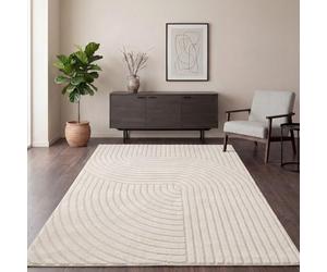 TT Home Tapis de Salon Salle à Manger Tapis à Poils Courts Panglao Japandi Design Scandinave Boho Uni Arches Soft-Touch Effet, Dimension:240x330 cm