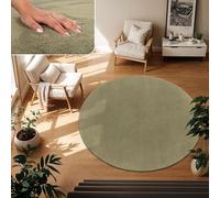 TT Home Tapis De Salon Tapis Poil Ras Monochrome Design Moderne Lavable, Dimension:160 cm Rond, Couleur:Vert Clair