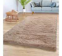 TT Home Tapis De Salon Tapis Shaggy Poil Long Doux Peluche Design Moderne Monochrome, Couleur: Beige, Dimension:80x150 cm