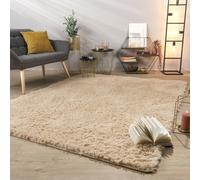 TT Home Tapis De Salon Tapis Shaggy Poil Long Doux Peluche Design Moderne Monochrome, Couleur: Beige, Dimension:140x200 cm
