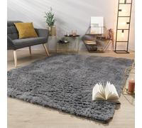 TT Home Tapis De Salon Tapis Shaggy Poil Long Doux Peluche Design Moderne Monochrome, Couleur: Gris, Dimension:160x220 cm