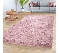 TT Home Tapis De Salon Tapis Shaggy Poil Long Doux Peluche Design Moderne Monochrome, Couleur: Rose, Dimension:200x290 cm