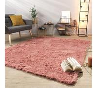TT Home Tapis De Salon Tapis Shaggy Poil Long Doux Peluche Design Moderne Monochrome, Couleur:Rose Marron, Dimension:140x200 cm