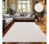 TT Home Tapis D'Intérieur Et D'Extérieur Résistant Aux Intempéries Balcon Chambre À Coucher Motif Boho Skandi Aspect Géométrique, Couleur:Crème 3, Dimension:160x230 cm