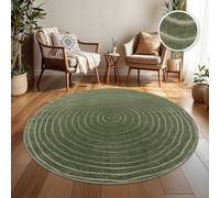 TT Home Tapis D'Intérieur Et D'Extérieur Résistant Aux Intempéries Balcon Chambre À Coucher Motif Boho Skandi Aspect Géométrique, Dimension:160 cm Ronde, Couleur:Vert 5