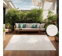 TT Home Tapis D'Intérieur Et D'Extérieur Résistant Aux Intempéries Balcon Chambre À Coucher Motif Boho Skandi Aspect Géométrique, Couleur:Crème 3, Dimension:120x170 cm