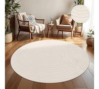 TT Home Tapis D'Intérieur Et D'Extérieur Résistant Aux Intempéries Balcon Chambre À Coucher Motif Boho Skandi Aspect Géométrique, Dimension:200 cm Ronde, Couleur:Crème 9