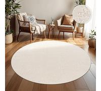 TT Home Tapis D'Intérieur Et D'Extérieur Résistant Aux Intempéries Balcon Chambre À Coucher Motif Boho Skandi Aspect Géométrique, Dimension:200 cm Ronde, Couleur:Crème 7