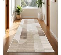 TT Home Tapis D'Intérieur Et D'Extérieur Résistant Aux Intempéries Balcon Chambre À Coucher Motif Boho Skandi Aspect Géométrique, Dimension:80x150 cm, Couleur:Beige