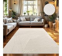 TT Home Tapis D'Intérieur Et D'Extérieur Résistant Aux Intempéries Balcon Chambre À Coucher Motif Boho Skandi Aspect Géométrique, Couleur:Beige Clair Crème, Dimension:120x170 cm