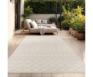 TT Home Tapis D'Intérieur Et D'Extérieur Résistant Aux Intempéries Balcon Chambre À Coucher Motif Boho Skandi Aspect Géométrique, Couleur:Crème 4, Dimension:200x290 cm