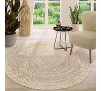 TT Home Tapis en Jute Chambre Adulte Rond Bohème Bohème Fait à La Main Bordure Modern, Couleur:Beige, Dimension:100 cm Rund