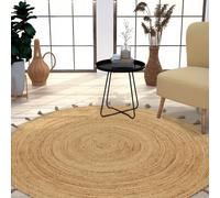 TT Home Tapis en Jute Chambre Adulte Rond Bohème Bohème Fait à La Main Bordure Modern, Couleur:Nature 6, Dimension:200 cm Rund