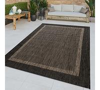 TT Home Tapis Intérieur & Extérieur Tissé À Plat Moderne Bordure Style Naturel Brun, Dimension:240x340 cm