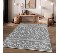 TT Home Tapis Jardin Exterieur Terrasse Cambre Cuisine Balcon Modern Motif Diamant Bohème Motif Geometrique, Couleur:Gris 2, Dimension:150 cm Carré