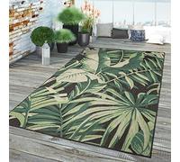 TT Home Tapis Jardin Exterieur Terrasse Cambre Cuisine Balcon Modern Palmiers Fleuri, Couleur:Vert Noir 2, Dimension:140x200 cm