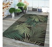 TT Home Tapis Jardin Exterieur Terrasse Cambre Cuisine Balcon Modern Palmiers Fleuri, Couleur:Vert Noir, Dimension:240x340 cm