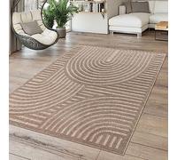 TT Home Tapis Jardin Exterieur Terrasse Cambre Cuisine Balcon Modern Scandi Bohème 3D Unis, Couleur:Crème Claire Beige, Dimension:160x220 cm