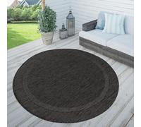 TT Home Tapis Jardin Tapis Exterieur Terrasse Cuisine Unis Bordure Modern, Couleur: Gris Anthracite, Dimension:120 cm Rund