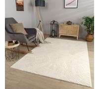 TT Home Tapis Pile Courte Chambre Adulte Salon Bohème Scandi Motif Geometrique, Couleur:Crème Foncé, Dimension:120x160 cm