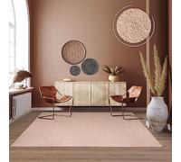 TT Home Tapis Pile Courte Chambre Adulte Salon Bohème Unis Scandi, Couleur:Beige, Dimension:133x190 cm